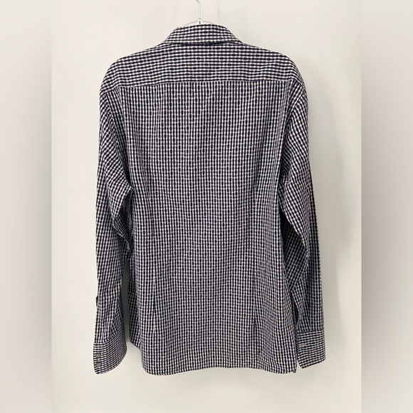 Hugo Boss Mens Lucas Long Sleeve Dress Shirt Blue Gingham Regular Fit Large - Picture 6 of 13